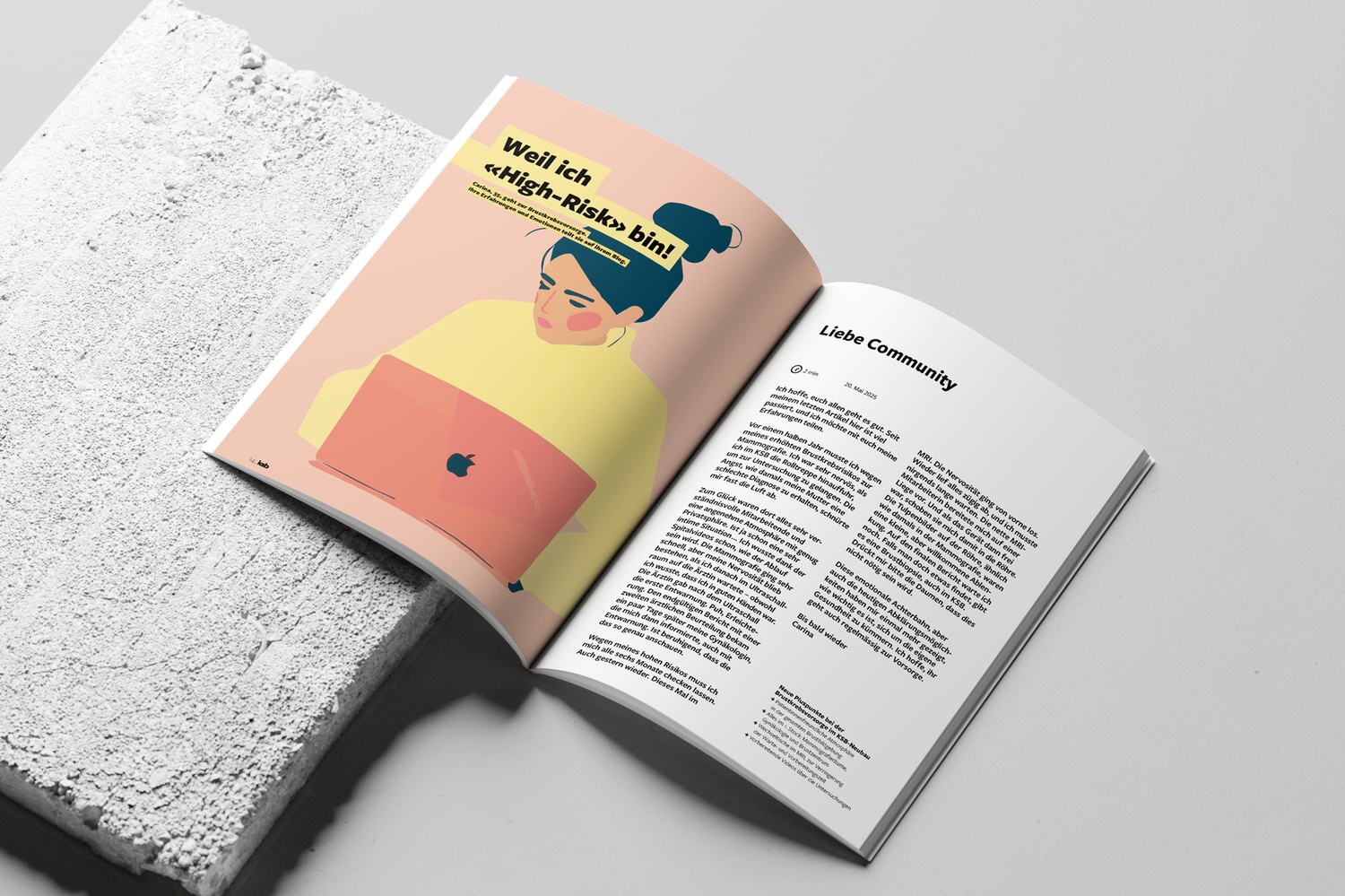 Eine aufgeschlagene Doppelseite der Ausgabe